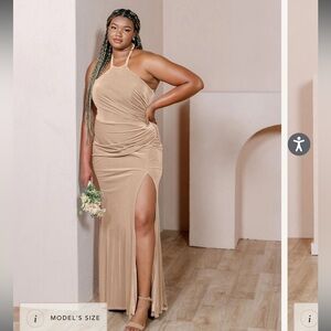 Revelry Fallon Velvet Bridesmaid Dress, Gold Champagne
